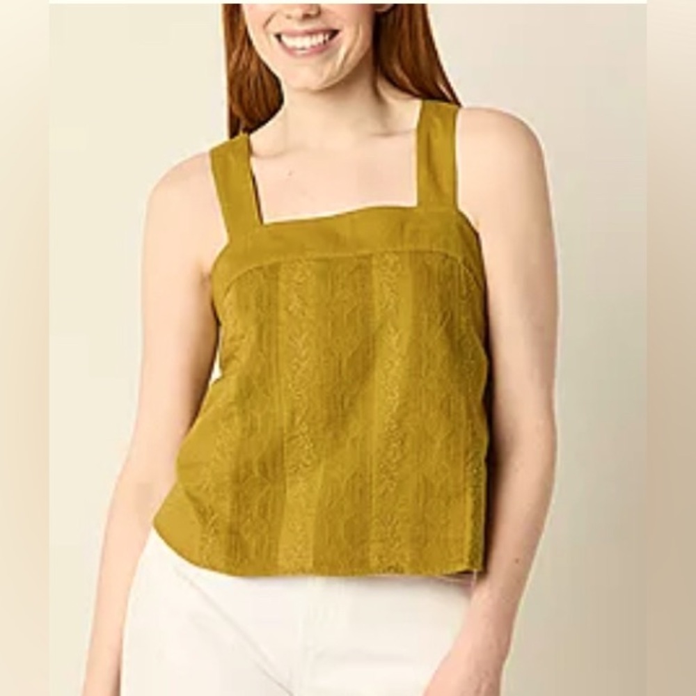 NEW a.n.a‎ Square Neck Embroidered Tank Top